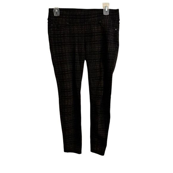 Liverpool Plaid Ponte Pants Black Tan Size 4 Petite - Picture 1 of 6